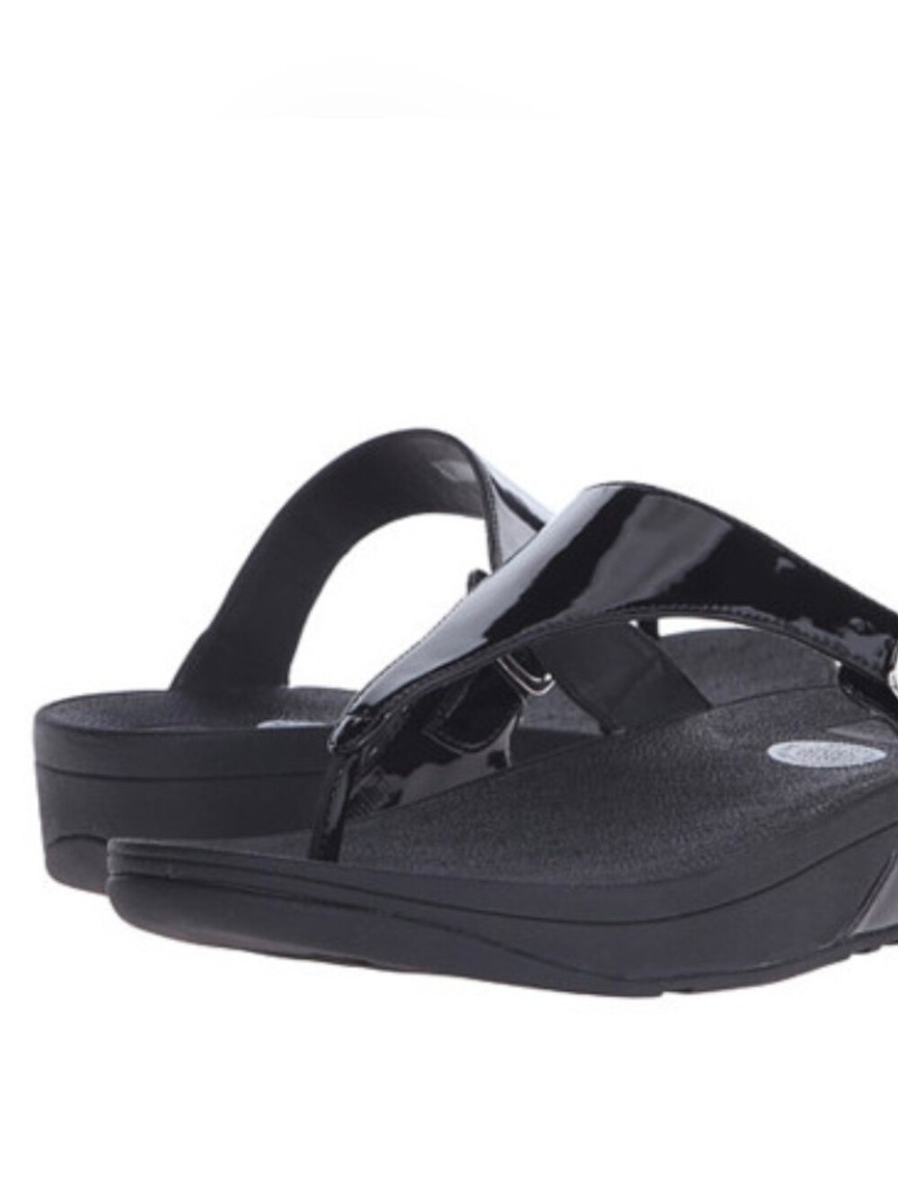 Fitflop Black Patent Thong Sandals with Buckle - Women - Picture 2 of 2